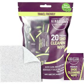 The Kingsland Shoe Project Premium Shoe Cleaning Wipes- Pack of 20 Individually Wrapped Eco-Friendly Shoe Wipes- Removes Dirt & Stains, Ideal For Leather, Rubber & Mesh- Travel Friendly