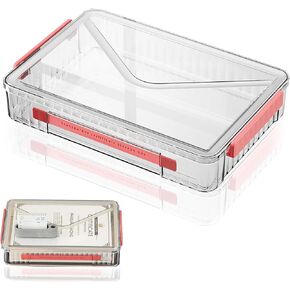 مربع ملفات Clear Lemical مع LIDS Portable Project Case للتخزين A4 File Folder Box حاويات تخزين قابلة للتكديس لتنظيم ورقة 8.5 × 11 ، المجلات ، الطوابع ، الصور ، البطاقات (أبيض)