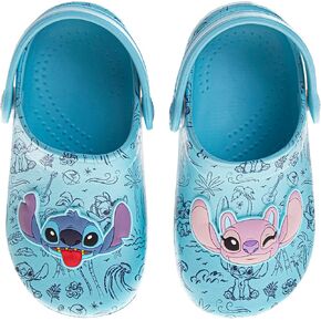 Josmo Kids Lilo & Stitch Clog Sandal Waterproof Slip-On Slides for Girls - Stitch and Angel Closed Toe Clogs with Backstrap (Size Toddler - Little Kid)
