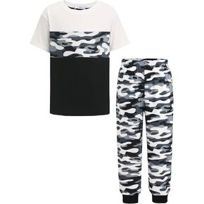 Arshiner Boy's Pants Set - 2 Piece ColorBlock Short Sleeve T-Shirt and Active Pants - Casual Clothing Outfits 5-12 Years