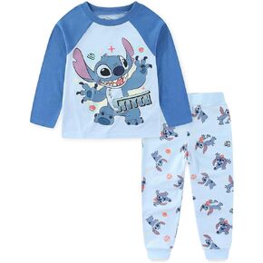Disney Lilo & Stitch Boys 2 Piece Long Sleeve Shirt and French Terry Pants Set for Big Kids