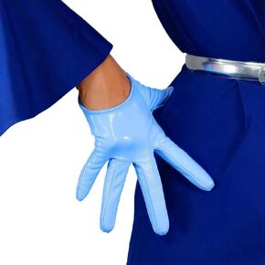 DooWay Women Extra Short Leather Gloves Shiny Patent PU 5" Half Palm Cosplay Gloves Halloween Costume Party