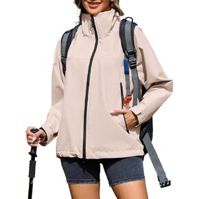 American Trends Rain Jacket Women Waterproof with Hood Travel Rain Coats Loose Fit Windbreaker Spring Jacket