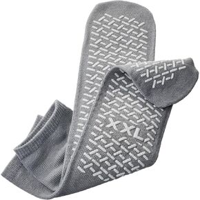 XX-LARGE NON SLIPS ، جوارب القابض. جوارب بار جوارب قبضة اليوغا ، المعيشة بمساعدة (غير متزلج) (رمادي) (XXL) (قسط) (3 أزواج)
