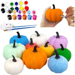 Jiabnukkn Dumpkin Decorations Halloween Halloween For Kids 10pcs Paint الخاص بك قرع اليقطين الاصطناعي الخاص بك بلاستيك بلاستيك ألعاب هدية للأطفال ديي عيد الشكر ديكور القرع