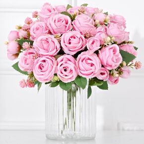 Fake Roses Artificial Flowers, 2 Pack Rose Fake Flowers for Decoration, Real Touch White Roses Bouquets Silk Flowers for Vase Centerpiece Table Wedding Party Bridal DIY Decor in Kuwait