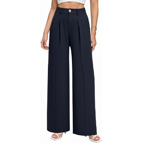 CLOZOZ Wide Leg Pants Women's High Waisted Work Trousers Regular for Office Business Casual