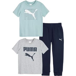 مجموعة Puma Boys 3 قطع ، وقمصان قصيرة من القطن القطن ومطابقة Tricot Pant