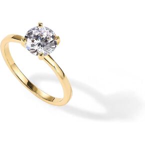 PAVOI 18K Sterling Silver Gold Round Cut Solitare 1.5 CT Moissanite Engagement Rings for Women - Moissanite Wedding Band for Women - Stone Promise Rings