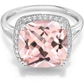 GEM Stone King 10K White Gold Gemstone Birthstone و White Late Lear For Women | وسادة 12mm | رنين الوعد الذكرى السنوية للنساء | متوفر في الحجم 5 ، 6 ، 7 ، 8 ، 8