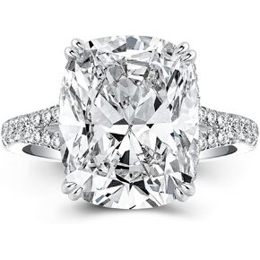 4.5CT CUSTION CUSTER خاتم الخطوبة مع تقسيم شانك ، 925 الجنيه الفضي الجنيه الفضة CZ خاتم الماس المحاكاة للنساء