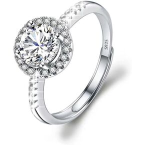 Moissanite Adjustable Engagement Ring, Promise Eternity Ring for Women,Wedding Rings,Jewelry Gift,Friendship Promise Fashion Jewelry Valentine Gifts for Women