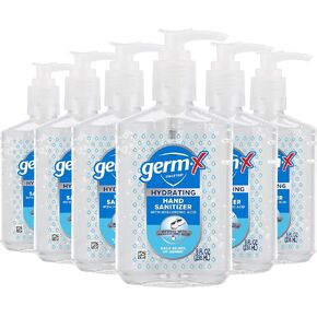 مطهر اليدين Germ-X ​​، مرطبة مع حمض الهيالورونيك ، مضخة 8 fl Oz (حزمة من 6) ، صيغة فورية ولا شطف ، هلام سائل تطهير لجميع أنواع البشرة ، مصنوعة من دون البارابين ، الفثالات والأصباغ
