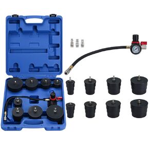 Turbo System Leakage Tester Kit Turbo Boost Leak Tester مع 4 أزواج من المحولات المتدنية 1-3/8 "إلى 3-1/2" تسرب اختبار أسفل مع مقياس الضغط