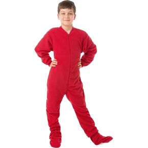 Kids Red Fleece Boys & Girls Footed Pajamas Onesie
