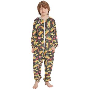 ALAZA Onesie Pajamas Jumpsuit Sleepwear Unisex One-Piece Pajamas 5-14Y