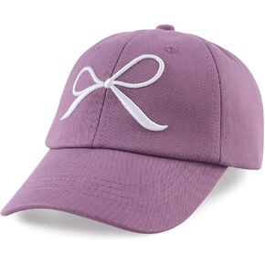 Girls Bow Tie Baseball Cap Kids Adjustable Summer Sun Hat Cute Embroidered Cotton Caps Age 7-12