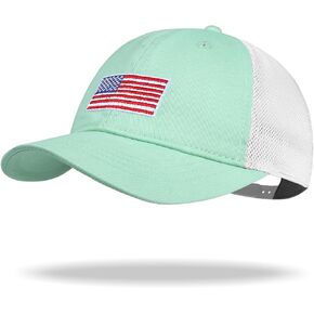 Kids American Flag Baseball Cap Boys Girls Mesh Baseball Hat ، قبعة Toddler للتطريز Trucker Trucker مقابل 3-14 سنوات