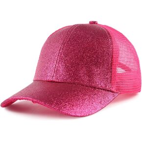 Toddler Girl Baseball Cap Little Girls Glitter Ponytail Hats Kids Adjustable Caps Sparkly Mesh Trucker Hats