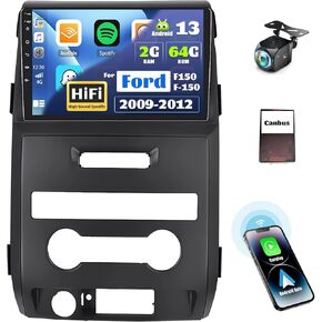 [2+32G] ستيريو سيارة Android 13 لسيارة Ford F150 F-150 2009-2012 مع Apple Carplay اللاسلكي وAndroid Auto، راديو سيارة Android 9 بوصة مع راديو بلوتوث FM/RDS واي فاي GPS مزدوج USB + كاميرا احتياطية