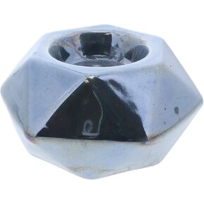 Geometric Cut Slate Blue Ceramic Tea Light Holder-Small