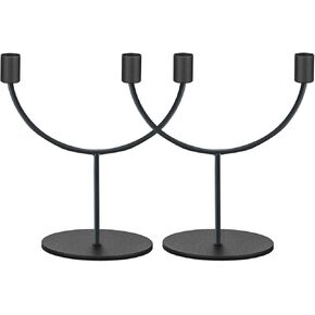 smtyle Candelabra Iron Metal Candle Holder Black Candlestick Holders for Taper Candles Set of 2 with Iron-0.9" Diameter Ideal for Fireplace Decoration