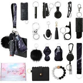 Wristlet Keychain Set with RFID Wallet Card Holder and Bottle Opener, Car Keychain Accessories for Women