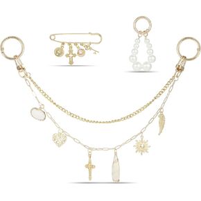 Original 4 in 1 Bag Charms Gold, Purse Charms, Pearl Bag Charms for Handbags, Purse Keychain, Purse Chain Charm, Bag Charm Chain, Bag Charms for Women