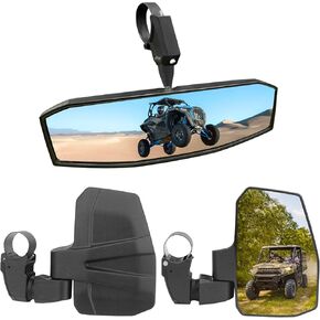UTV MIRROR+مرايا جانبية محددة لقفص لفة من 1.5-2.0 بوصة ، متوافق مع Polaris RZR 、 Can Am Maverick 、 Honda Pioneer Talon SXS 、 Kawasaki Mule Krx