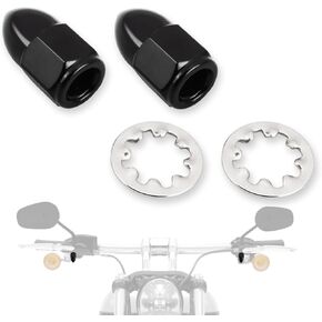 FOVPLUE 5/16″-24 Acorn Nut Kit and Lock Washers Universal fits for Harley Rearview Mirrors,for CVO, Dyna, Electra Glide, Road Glide, Road King, Softail, Street Glide, Sportster 1200 883, Chrome