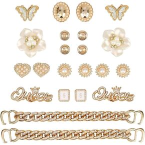 Bling Shoe Charms Girly Charms Bling Chain Shoes Accessories for Women Flower Clog Shoes Decoration Jewels Bling Cute Dcor for Girl Shoes Butterfly Jewelry Decorations for Party Favors Birthday Gifts