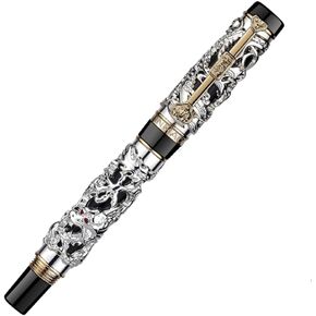 Jinhao Dragon Phoenix Rollerball Pen خمر نحت المعادن قلم ثقيل لتوقيع الخط