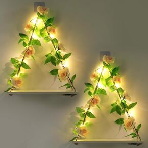 Floating Shelves for Wall,Plant Wall Decor,Hanging Shelf,Cottage Core Decor,Room Decor Aesthetic,Boho Room,Adhesive Shelves,Floating Shelves for No Drilling,Two-Piece Set(Green Leaf)