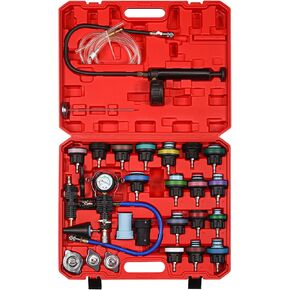 28pcs Universal Radiator Pressure Tester Kit, Coolant Pressure Tester Kit, Radiator Pressure Tester kit, Coolant System Cooling Pressure Tester, Vacuum Type Cooling System Tool Kit