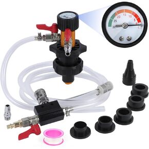 Coolant Vacuum Refill Kit 5 Adapters Coolant Pressure Tester Kit with Pressure Gauge ，Eliminate Trapped Air, Test Radiator & Heating Core Lines for Leaks BELEY