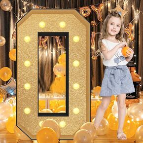 Ruxion 4ft Marquee Light Up Numbers 5 - MARQUEE GOLT GOLD GOLD GOLD مع سلسلة خفيفة ومجموعة من لوحة الرغوة المسبقة مثالية لزخارف عيد الميلاد الذكرى السنوية والحفلات والأحداث والاحتفالات
