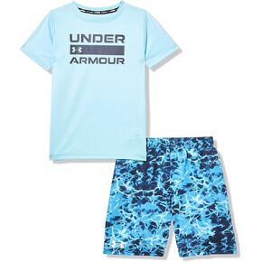 Under Armour boys Boys' Swim Volley Set, Sleeve Shirt & Matching Shorts, Lightweight & Breathable