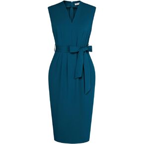 GRACE KARIN Women's Business Dresses Sleeveless V Neck Bodycon Sheath Dress Zipper Up Office Work Dress with Pockets
