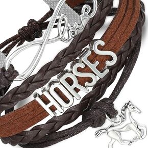 Horse Love Forever & Ever Infinity Bracelet | Leather Wrap | Natural Brown