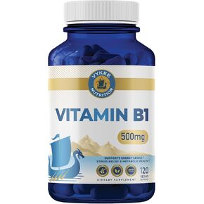 Vitamin B1 – 500mg High-Potency Thiamine Mononitrate | Supports Energy Metabolism & Nervous System Health | Vegan, Non-GMO, Gluten-Free | 120 Capsules
