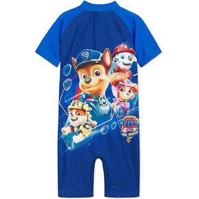PAW PATROL Boys Swimsuit All in One Short Sleeve UV50 Protection (4-5 Years) Navy