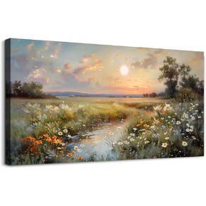 Hyidecorart Canvas Wall Art for Room Room Decore for Bedroom Office Decorations Vintage Farmhouse Wildflower Wall Paints Nature Landscape Picture Arthetic Home Decor