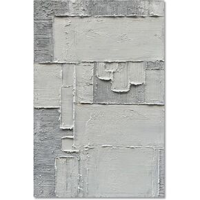 NANKAI Art Hand-Painted White and Green Thick Texture Abstract Art Oil Painting Contemporary Minimalist Style Art Living Room Office Corridor Wall Decoration Oil Painting 24x48 inches