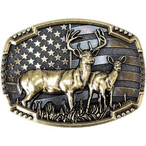 CL&J BB® Deer Belt Buckle Animals Western Cowboy Native American Motorcyclist (DER8G)