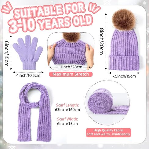 Liitrsh 4 Sets Kids Winter Hat Gloves Scarf Set Girls Boys Knit Hat Long Scarf Snow Gloves Outdoor for Toddler in Saudi Arabia