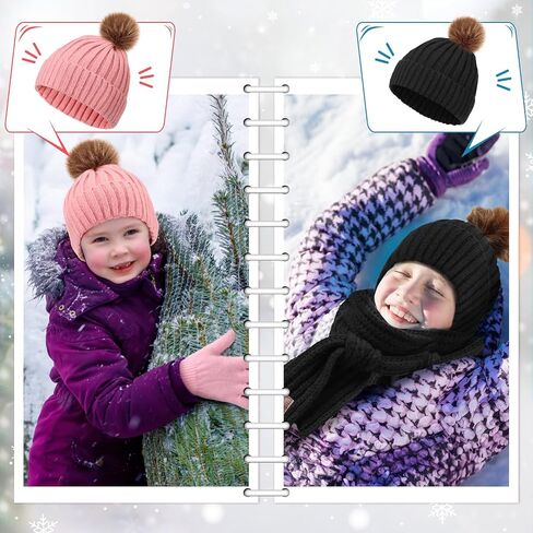 Liitrsh 4 Sets Kids Winter Hat Gloves Scarf Set Girls Boys Knit Hat Long Scarf Snow Gloves Outdoor for Toddler in Saudi Arabia