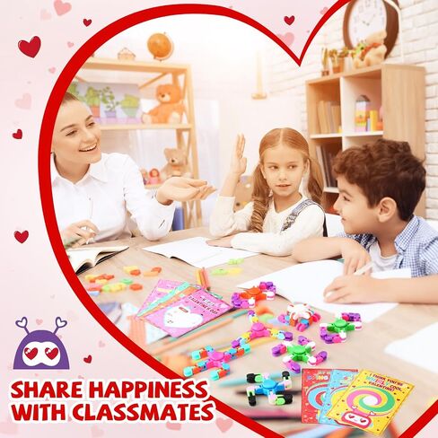 28 Packs Valentine's Day Gifts for Kids, Fidget Spinners with Valentine Cards for Classroom Prize Exchange, Deformable Sensory Toys for Boy Girl Party Favor(Glow) in Kuwait