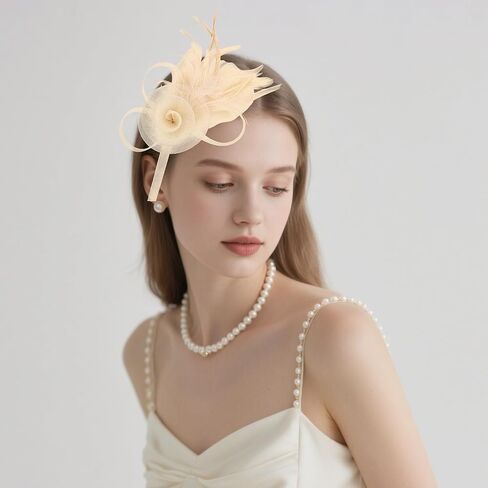 AMCAMI Fascinators Hats with Feather for Women 2025 Derby Hats Tea Party Hat with Headband and Clip in Kuwait