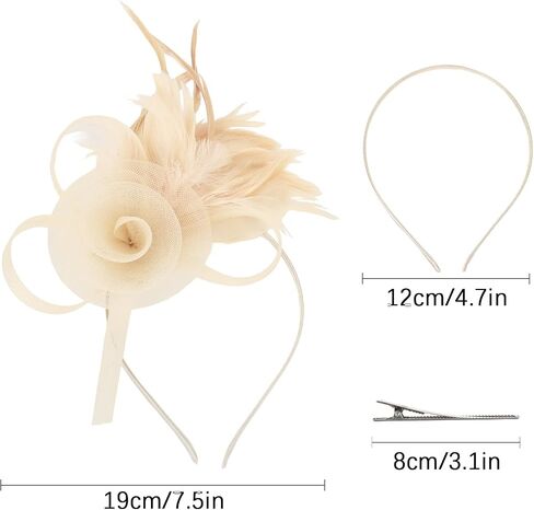 AMCAMI Fascinators Hats with Feather for Women 2025 Derby Hats Tea Party Hat with Headband and Clip in Kuwait