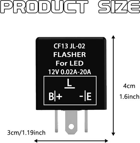 CF13 LED Electronic Flasher Relay, 12V 0.02A-20A Flasher Relay for LED Turn Signal Light, JL-02 EP34 3-Pin Adjustable Turn Signal Bulbs Fix Hazard Warn Hyper Blink Flash (Fixed) in Kuwait